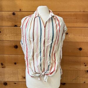 Madewell Gauze Central Tunic Shirt in Rainbow Stripe